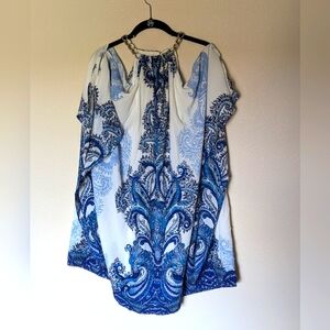 NWT Premier Amour Blue and White Halter Dress Size 14